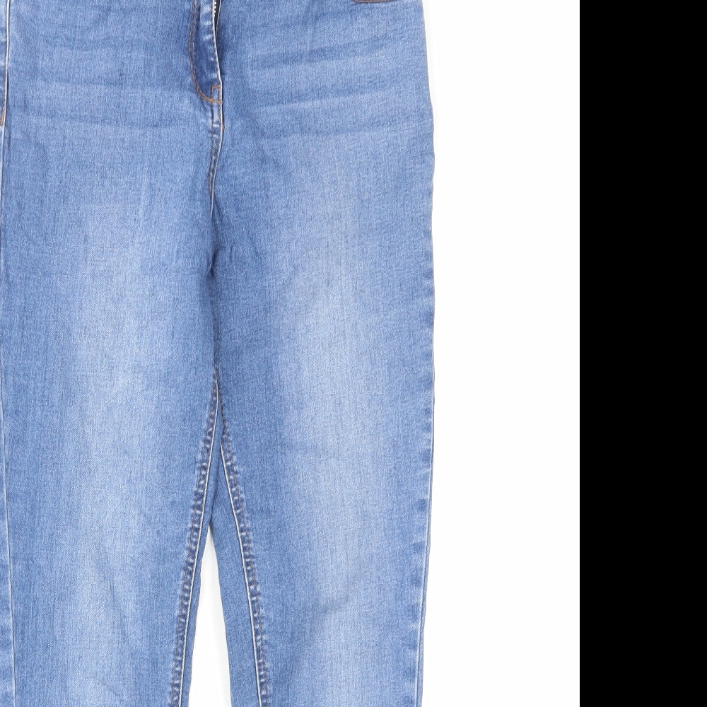 Papaya Womens Blue Cotton Skinny Jeans Size 10 L27 in Regular Zip - Raw Hem