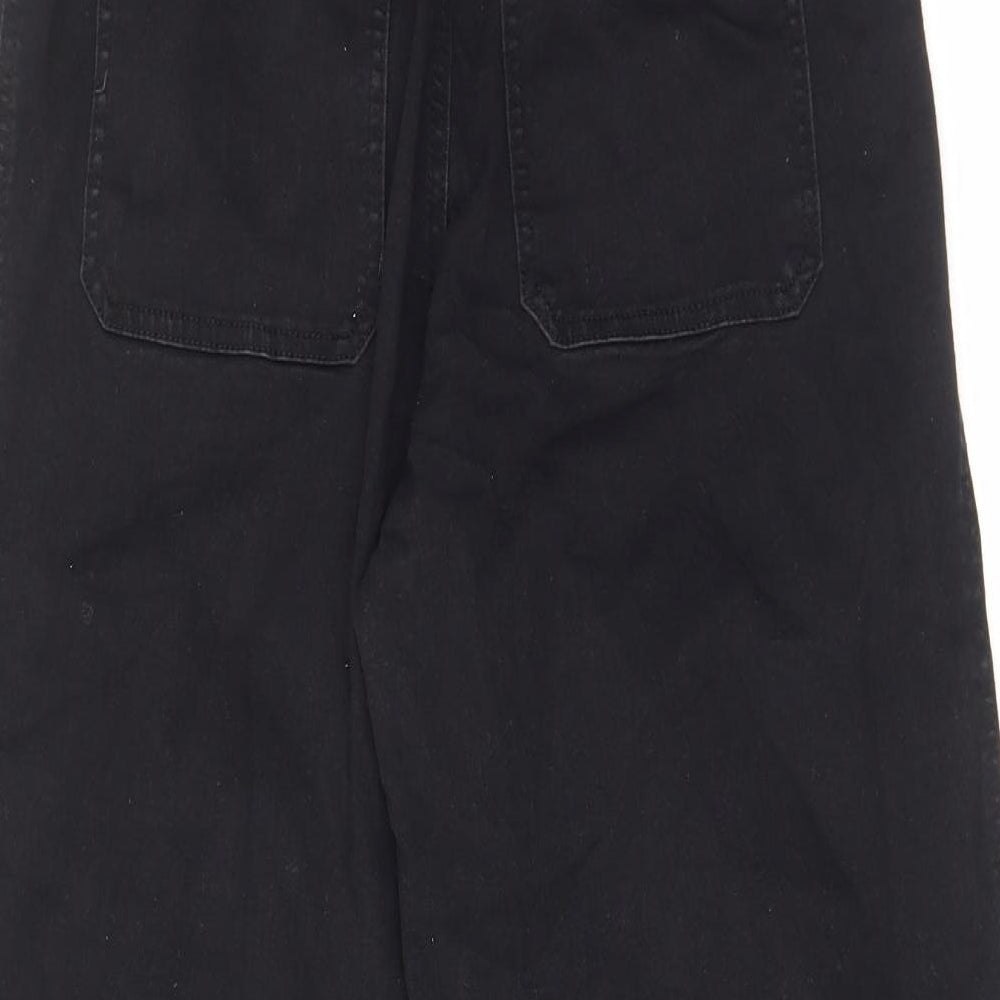 H&M Womens Black Cotton Wide-Leg Jeans Size 14 L25 in Regular Zip