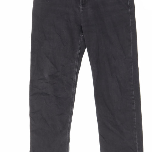 Marks and Spencer Womens Black Cotton Straight Jeans Size 30 in L28 in Regular Zip