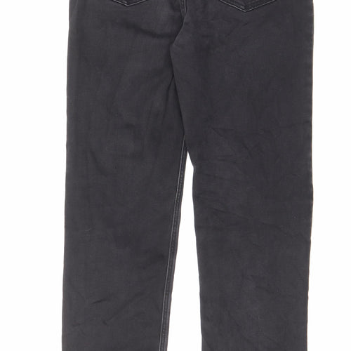 Marks and Spencer Womens Black Cotton Straight Jeans Size 30 in L28 in Regular Zip