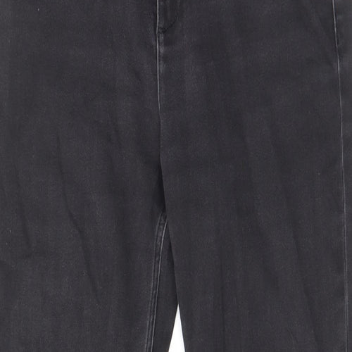 Marks and Spencer Womens Black Cotton Straight Jeans Size 30 in L28 in Regular Zip
