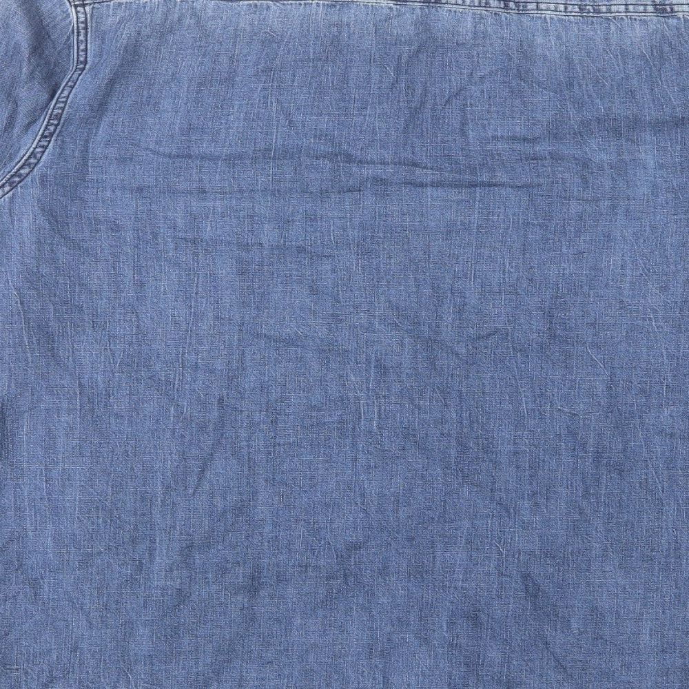 Cedar Wood State Mens Blue Cotton Button-Up Size XL Collared Snap - Distressed Look