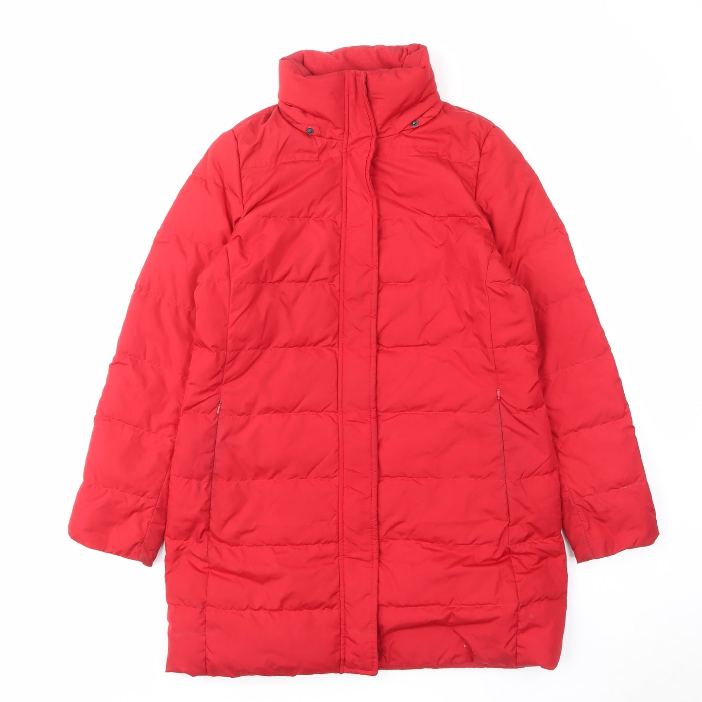 Lands' End Womens Red Quilted Coat Size S Zip - Zipped Pockets