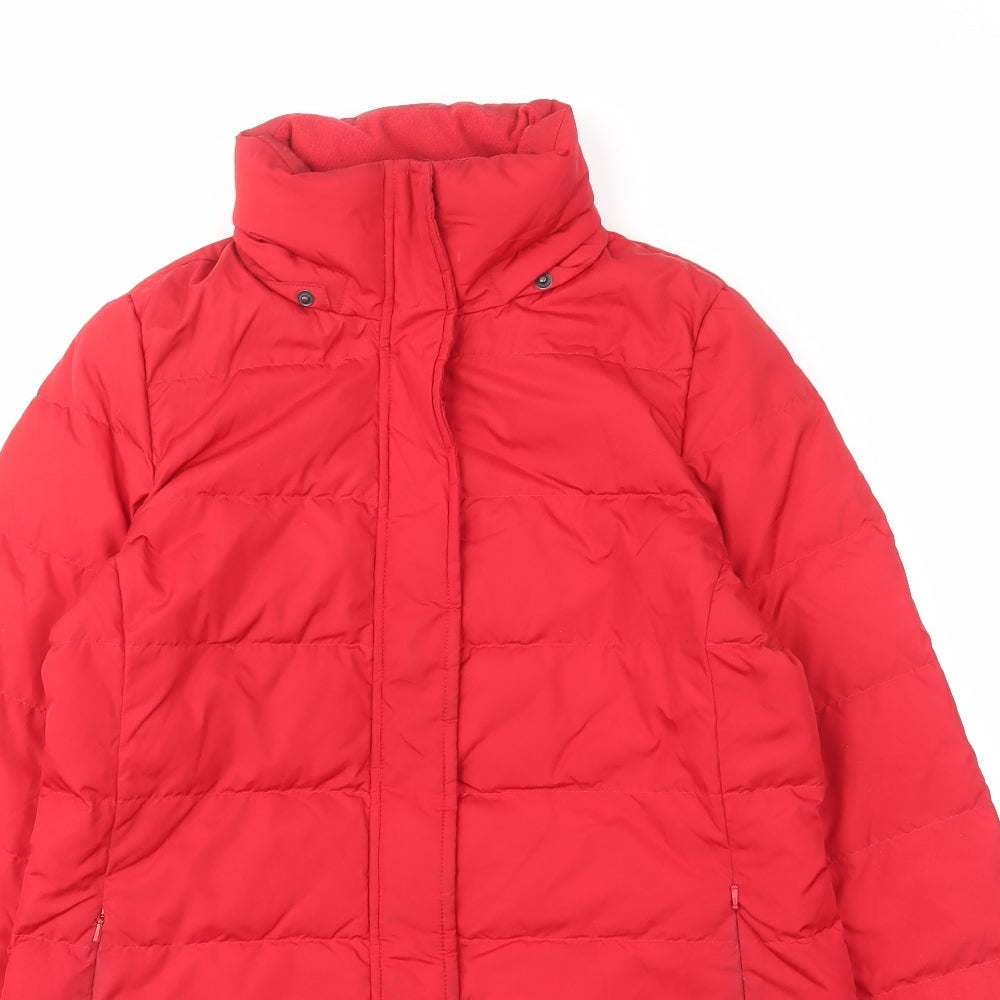 Lands' End Womens Red Quilted Coat Size S Zip - Zipped Pockets