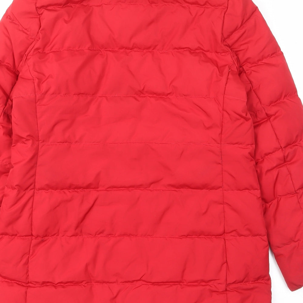 Lands' End Womens Red Quilted Coat Size S Zip - Zipped Pockets