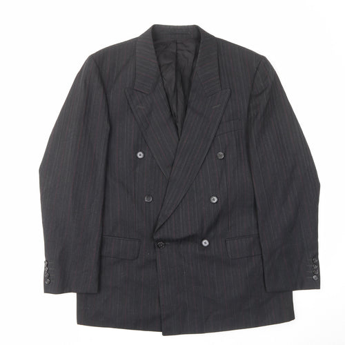 Skads Mens Grey Striped Polyester Jacket Suit Jacket Size 40 Regular