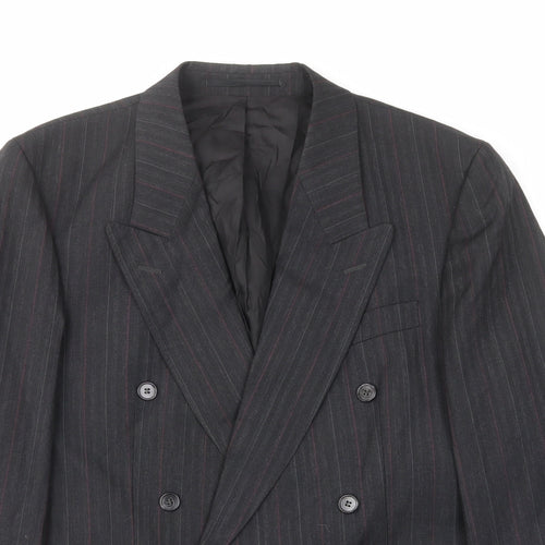 Skads Mens Grey Striped Polyester Jacket Suit Jacket Size 40 Regular