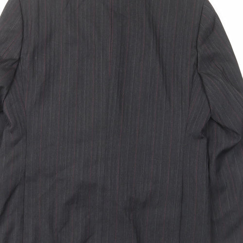 Skads Mens Grey Striped Polyester Jacket Suit Jacket Size 40 Regular