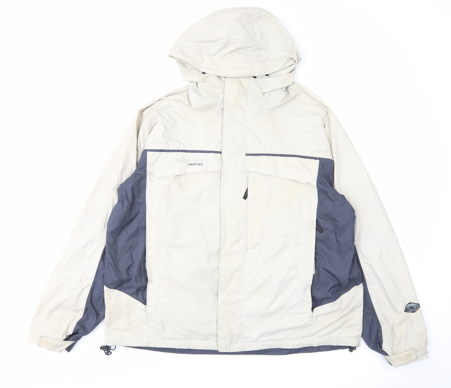 Columbia Mens Ivory Geometric Windbreaker Jacket Size XL Zip