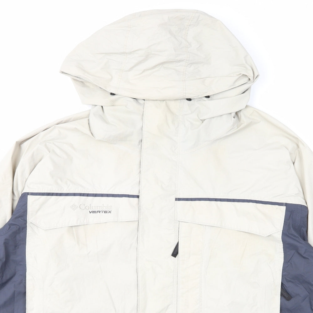 Columbia Mens Ivory Geometric Windbreaker Jacket Size XL Zip
