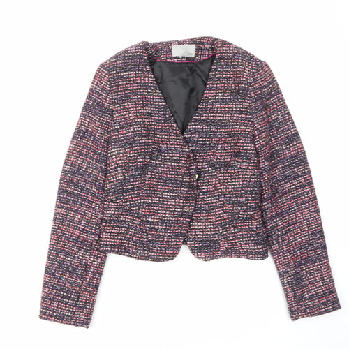 H&M Womens Multicoloured Jacket Blazer Size 10 Zip - Open