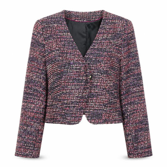Front view of H&M women’s multicoloured jacket blazer, size UK 10, zip - open
