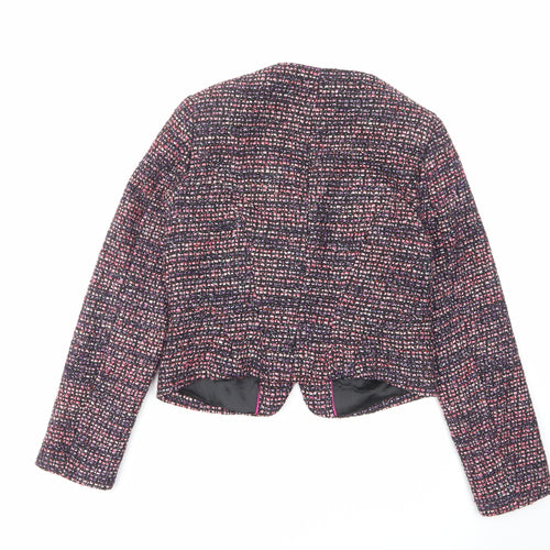 H&M Womens Multicoloured Jacket Blazer Size 10 Zip - Open
