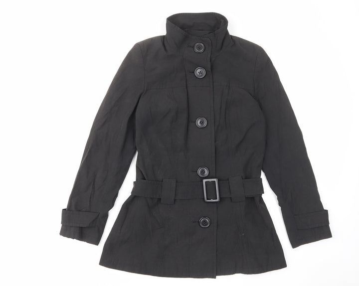 Dorothy Perkins Womens Black Jacket Size 8 Button - Belted