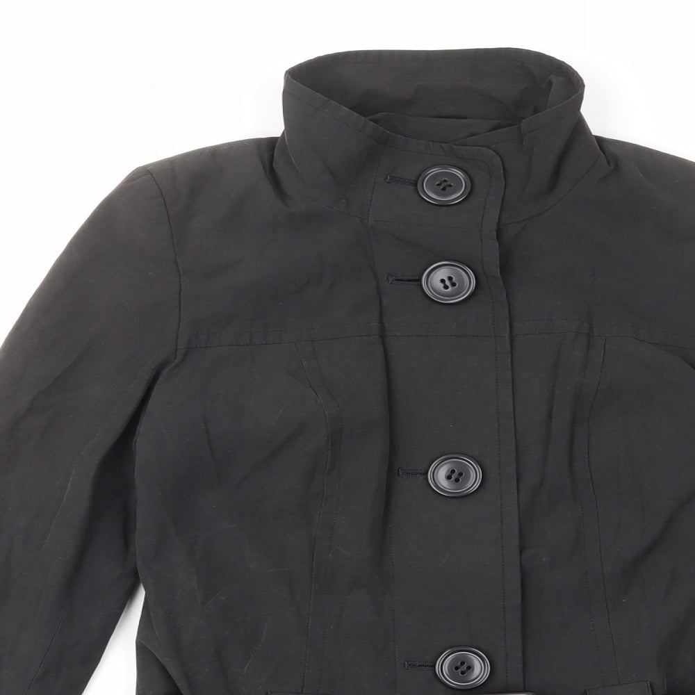 Dorothy Perkins Womens Black Jacket Size 8 Button - Belted