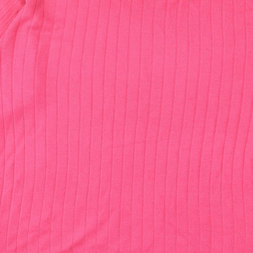 Mixed Spice Womens Pink Crew Neck Acrylic Pullover Jumper Size L - Ribbed