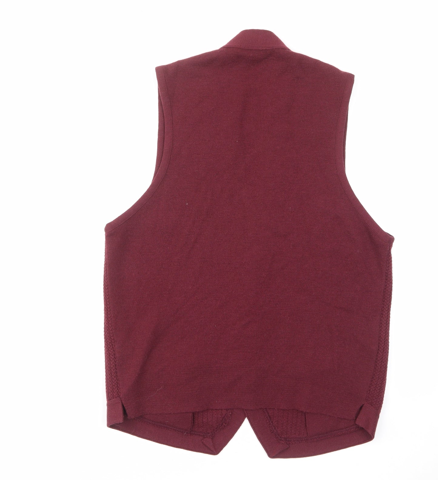 Priory Mens Red V-Neck Wool Cardigan Jumper Size L Sleeveless