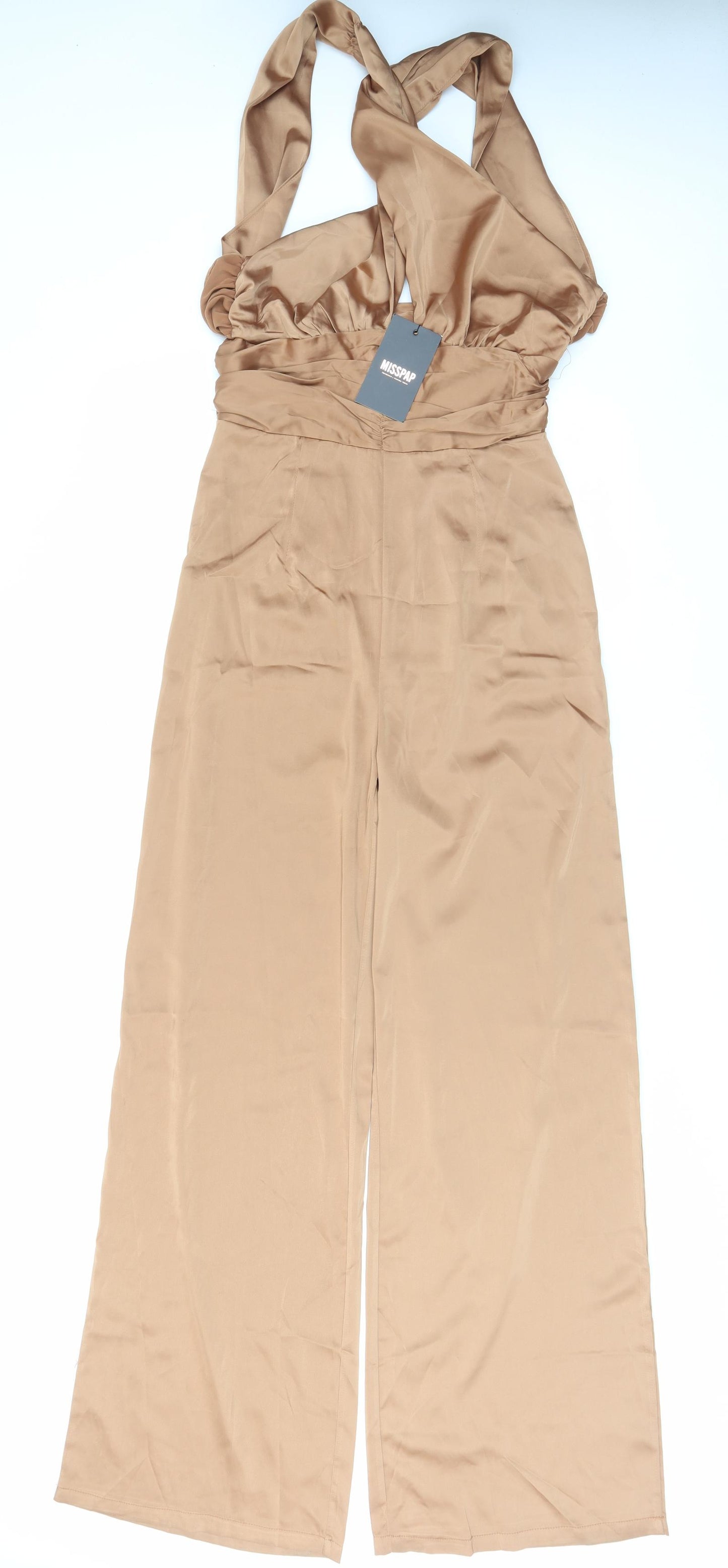 Misspap Womens Brown Polyester Jumpsuit One-Piece Size 10 L32 in Zip