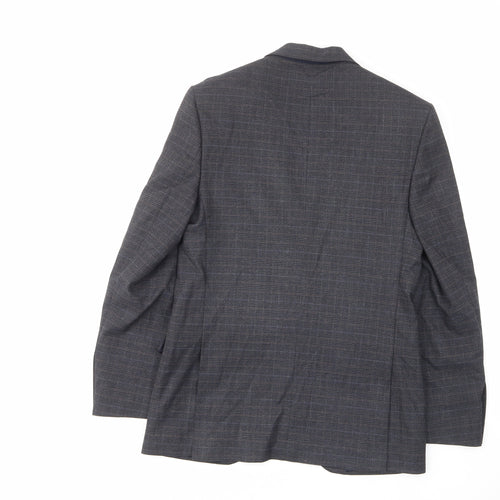 Marks and Spencer Mens Blue Plaid Polyester Jacket Suit Jacket Size 38 Regular