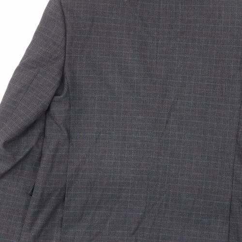 Marks and Spencer Mens Blue Plaid Polyester Jacket Suit Jacket Size 38 Regular