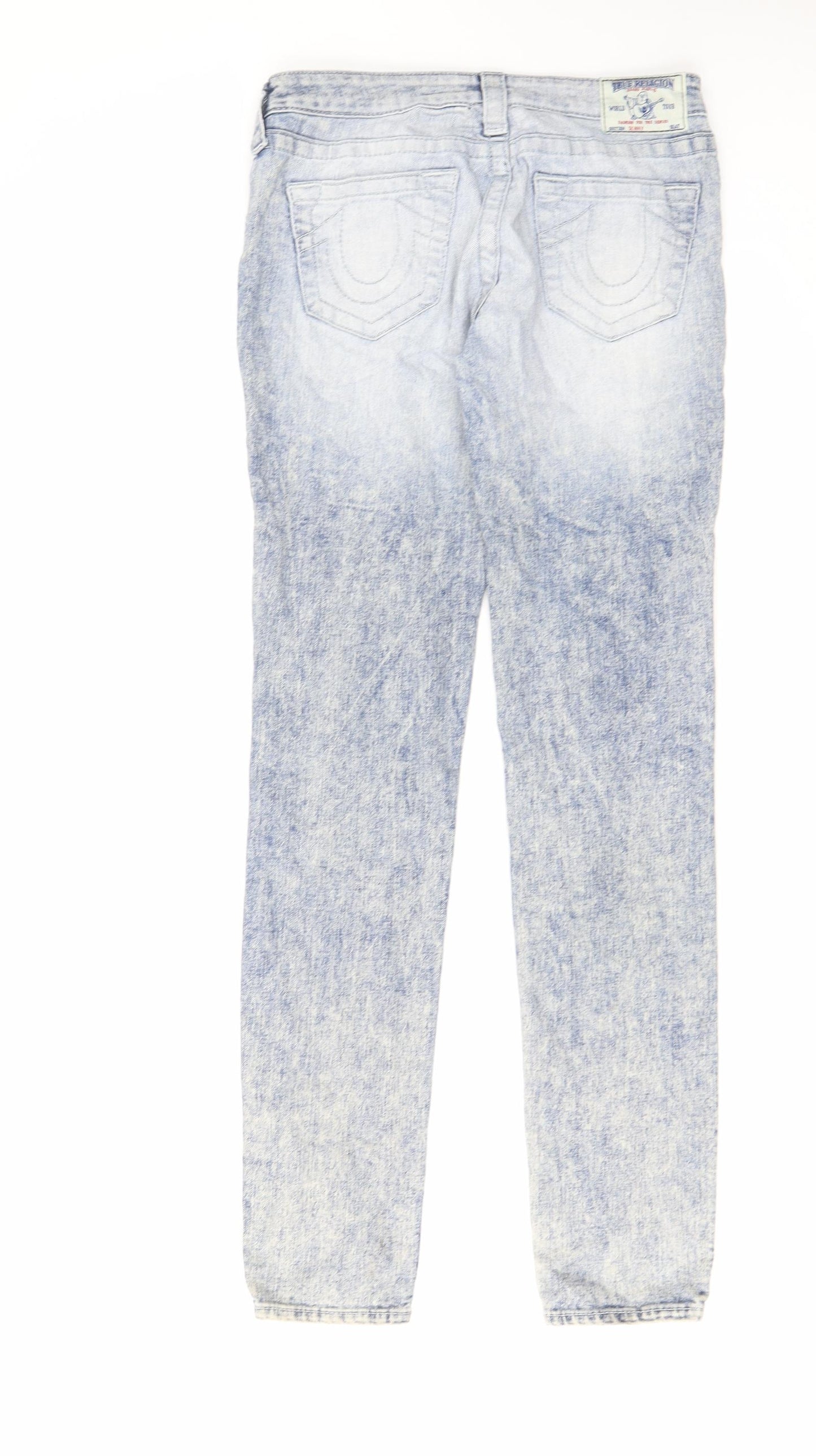 True Religion Womens Blue Cotton Skinny Jeans Size 27 in L31 in Regular Zip - Acid Wash
