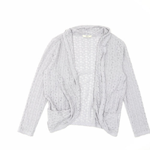 Oasis Womens Grey Collared Polyester Cardigan Jumper Size L - Open Pockets