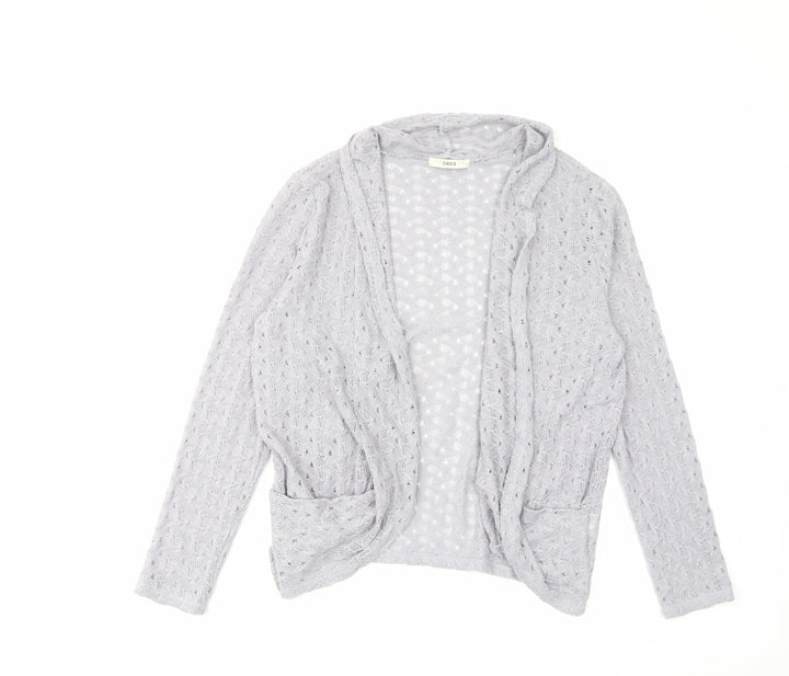 Oasis Womens Grey Collared Polyester Cardigan Jumper Size L - Open Pockets