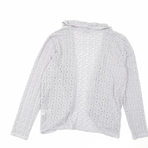 Oasis Womens Grey Collared Polyester Cardigan Jumper Size L - Open Pockets
