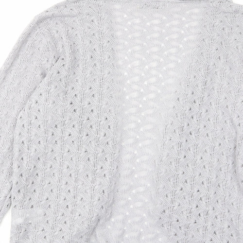 Oasis Womens Grey Collared Polyester Cardigan Jumper Size L - Open Pockets