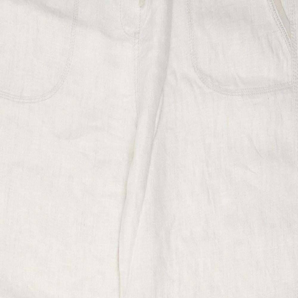 Marks and Spencer Womens Beige Cotton Trousers Size 18 L29 in Regular Drawstring