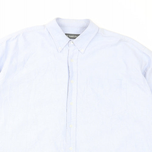 Hawkshead Mens Blue Cotton Button-Up Size L Collared Button