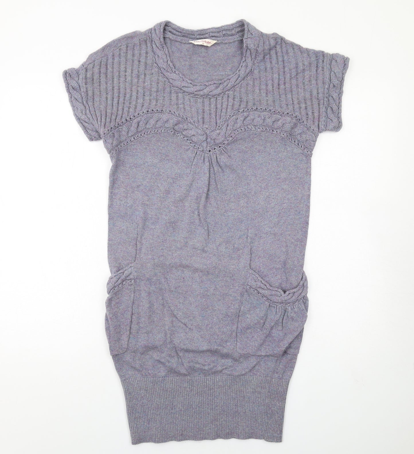 Miss Selfridge Womens Blue Viscose Jumper Dress Size 8 Round Neck Pullover