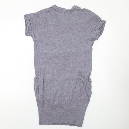 Miss Selfridge Womens Blue Viscose Jumper Dress Size 8 Round Neck Pullover