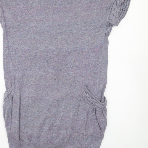 Miss Selfridge Womens Blue Viscose Jumper Dress Size 8 Round Neck Pullover