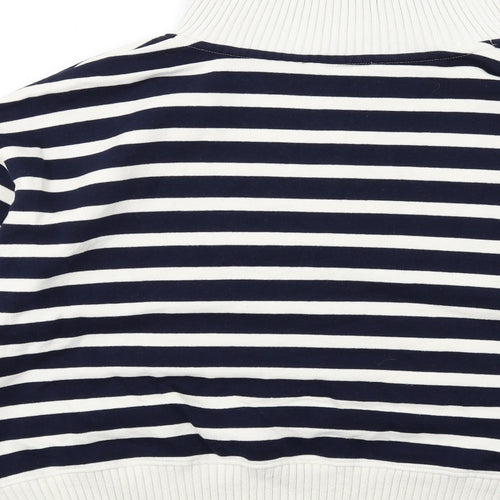 Marks and Spencer Womens Blue Striped Cotton Pullover Sweatshirt Size L Zip