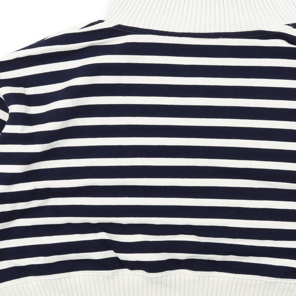 Marks and Spencer Womens Blue Striped Cotton Pullover Sweatshirt Size L Zip