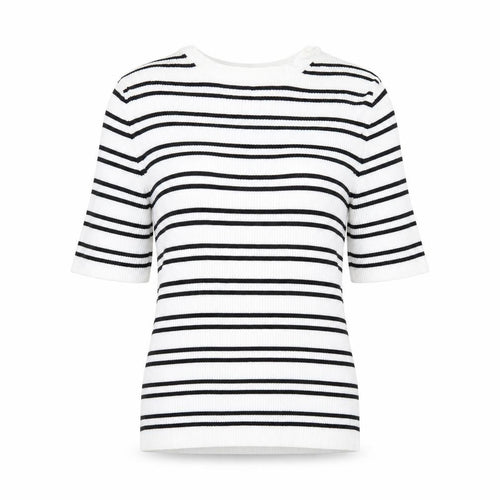 Marks and Spencer Womens White Boat Neck Striped Viscose Pullover Jumper Size M - Ribbed