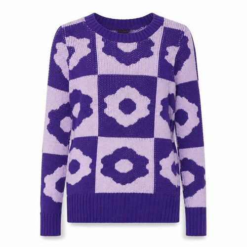 Urban Dream Womens Purple Round Neck Geometric Acrylic Pullover Jumper Size M