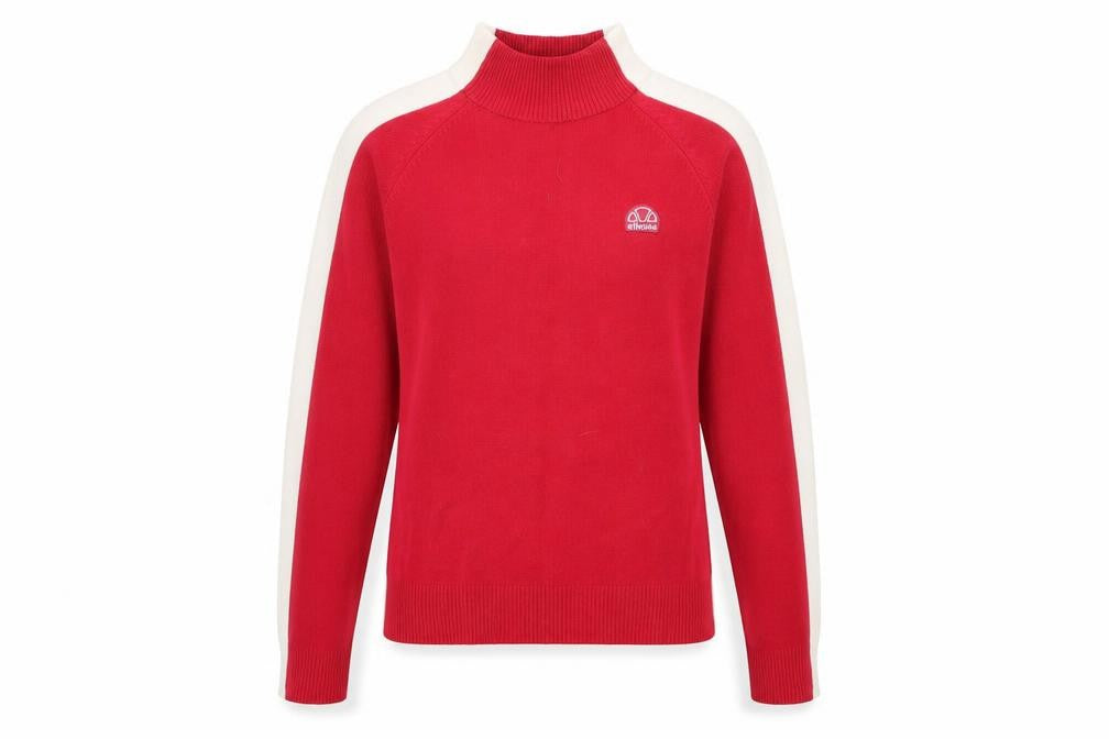 ellesse Womens Pink High Neck Acrylic Pullover Jumper Size 12 - Side Stripe Detail
