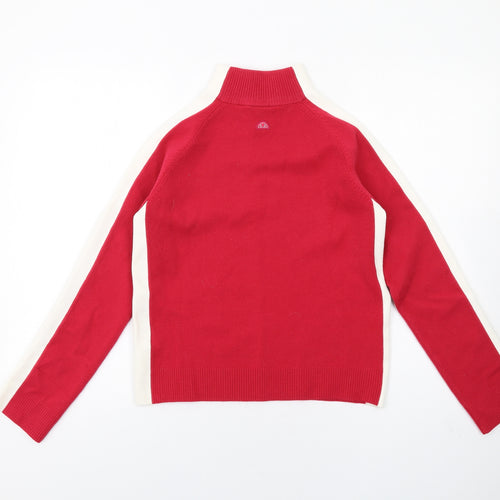 ellesse Womens Pink High Neck Acrylic Pullover Jumper Size 12 - Side Stripe Detail
