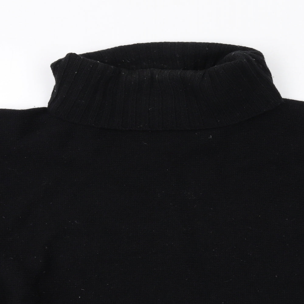 Laura Ashley Womens Black Roll Neck Geometric Wool Pullover Jumper Size S