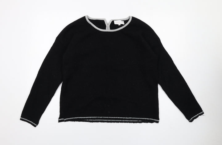 Grace & Mila Womens Black Boat Neck Acrylic Pullover Jumper Size S - Bow Detail
