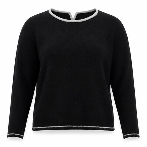 Grace & Mila Womens Black Boat Neck Acrylic Pullover Jumper Size S - Bow Detail