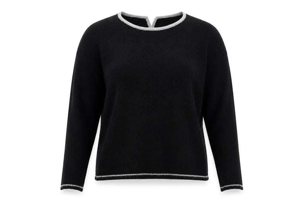 Grace & Mila Womens Black Boat Neck Acrylic Pullover Jumper Size S - Bow Detail