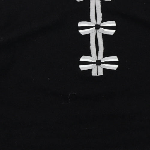 Grace & Mila Womens Black Boat Neck Acrylic Pullover Jumper Size S - Bow Detail