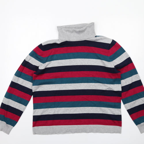 Retrology Womens Multicoloured Roll Neck Striped Viscose Pullover Jumper Size XL