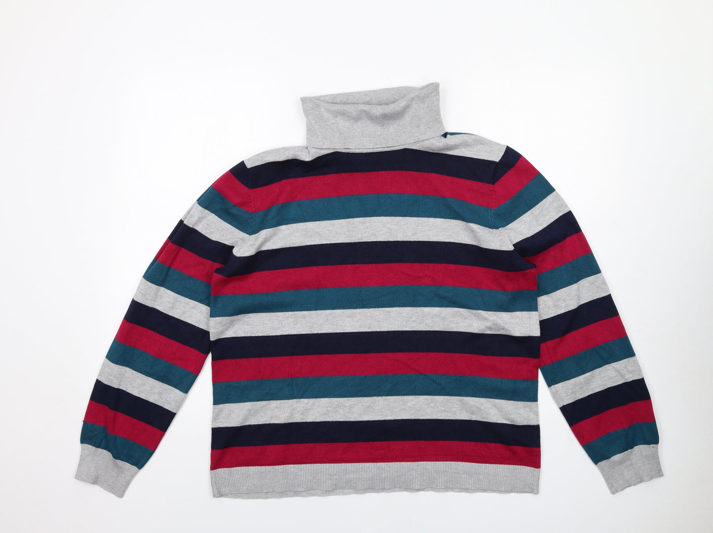 Retrology Womens Multicoloured Roll Neck Striped Viscose Pullover Jumper Size XL