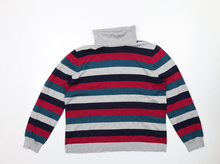Retrology Womens Multicoloured Roll Neck Striped Viscose Pullover Jumper Size XL