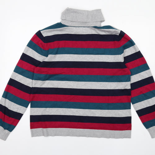 Retrology Womens Multicoloured Roll Neck Striped Viscose Pullover Jumper Size XL