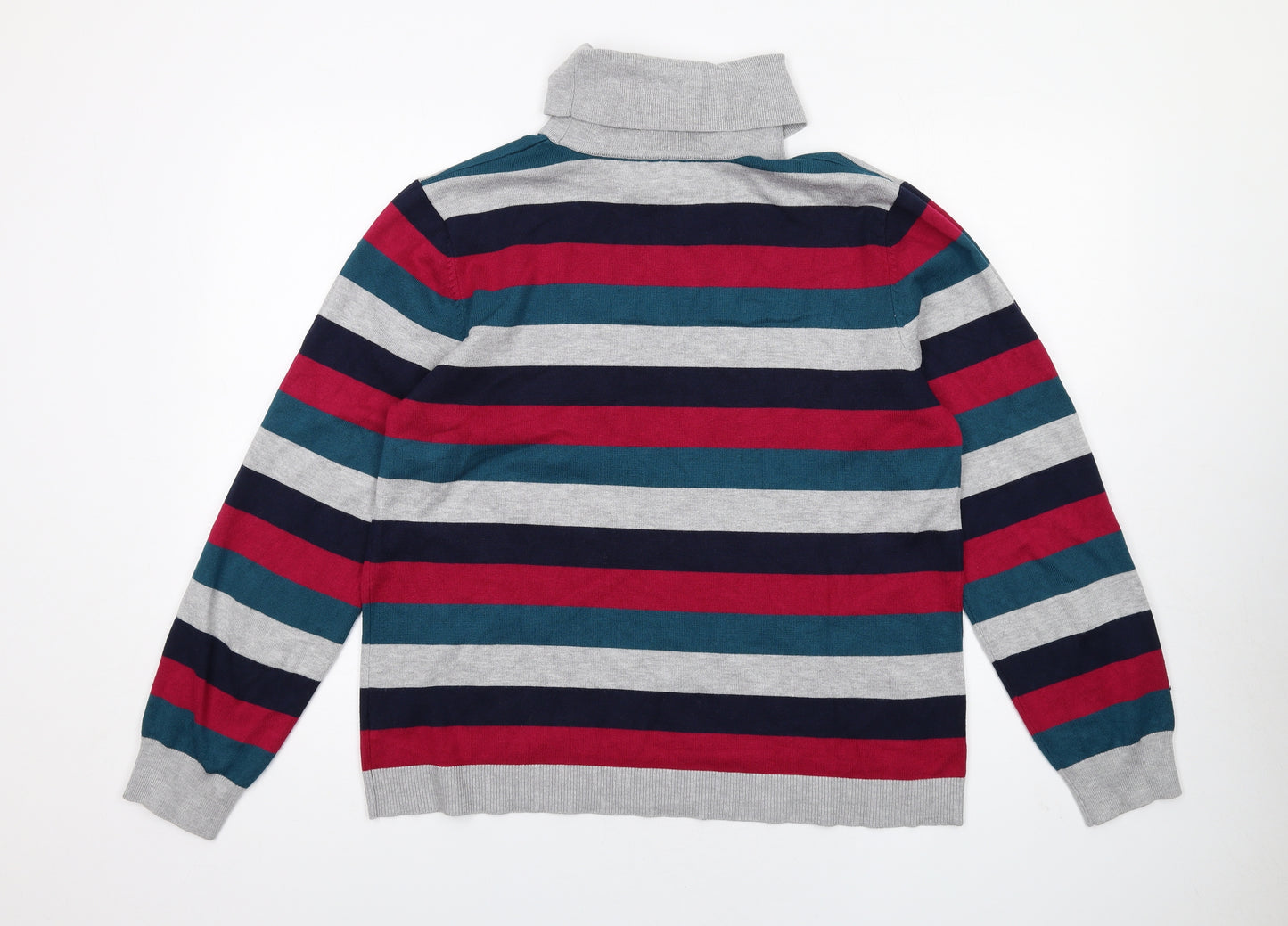 Retrology Womens Multicoloured Roll Neck Striped Viscose Pullover Jumper Size XL